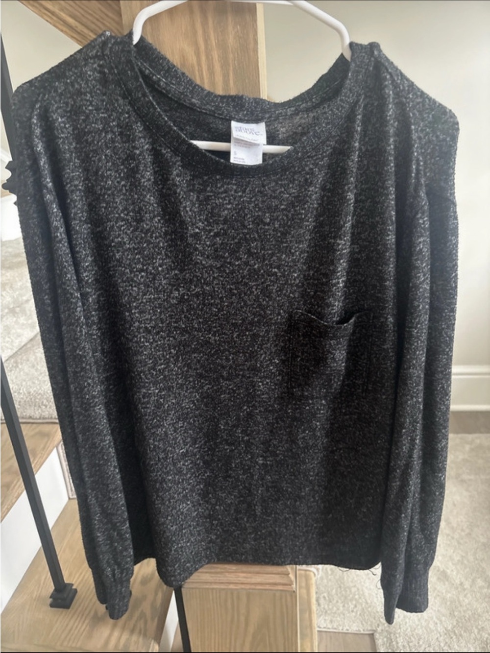 stars above Black Heather Scoop Neck Long Sleeve Sweater